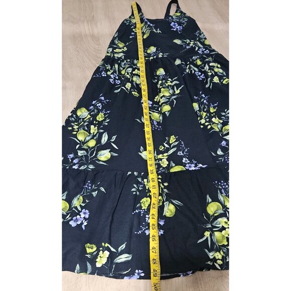 Time And Tru Plus Size Xxxl Tie Back Maxi Dress Fruit Bouquet Dark Navy New - Picture 8 of 9